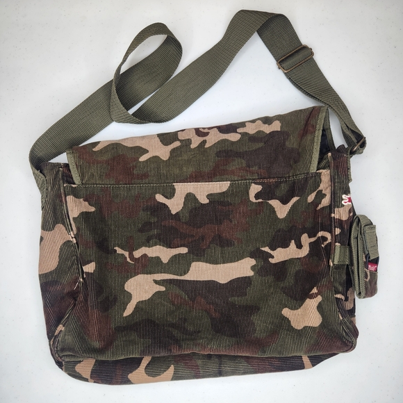 MUDD Corduroy Camouflage Messenger Bag 90s Y2k - Picture 3 of 6